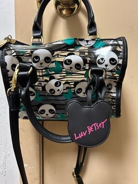 Betsey Johnson “Luv Betsey” Panda Clear Crossbody Bag with Cartoon Panda Charm.